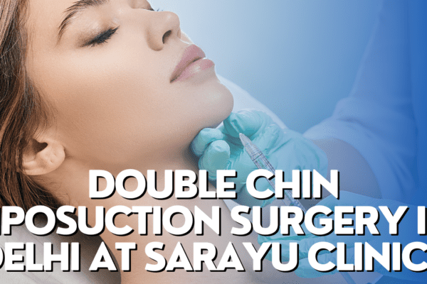 Double Chin Liposuction Surgery in Delhi: A woman receiving cosmetic treatment for double chin removal